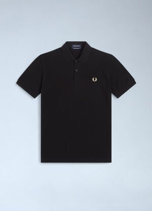 Fred Perry Logo Motif Polo Shirt Black fry0162004