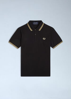 Fred Perry Logo Motif Polo Shirt Black fry0162006
