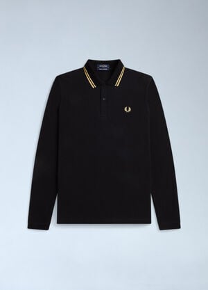 Fred Perry Logo Motif Polo Shirt Black fry0162008