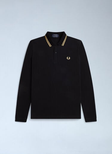 Fred Perry Logo Motif Polo Shirt Black fry0162008