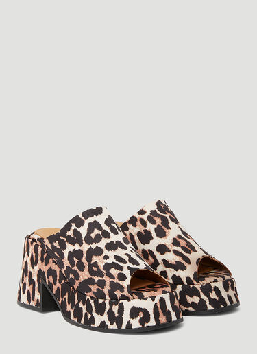 Retro Leopard Print Platform Mules GANNI Retro Leopard Print Platform Mules Brown gan0249047