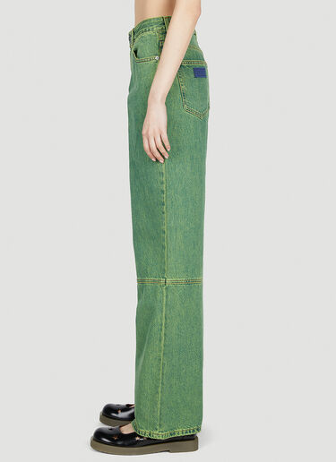 GANNI Overdyed Bleached Jeans Green gan0252012