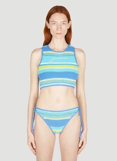 GANNI Crochet Racerback Bikini Top Blue gan0252031