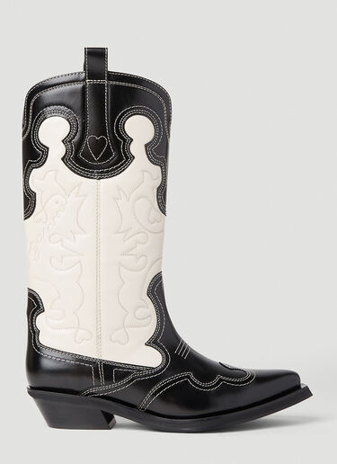 GANNI Embroidered Western Boots Black gan0252039