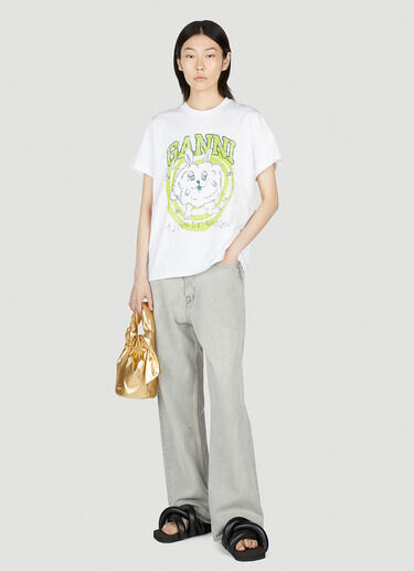 GANNI Relaxed Bunny T-Shirt White gan0253005