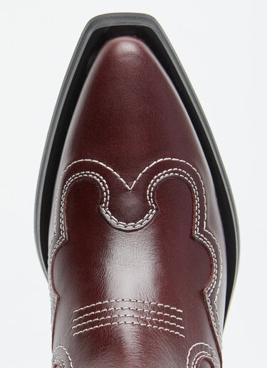 GANNI Embroidered Western Boots Burgundy gan0253023