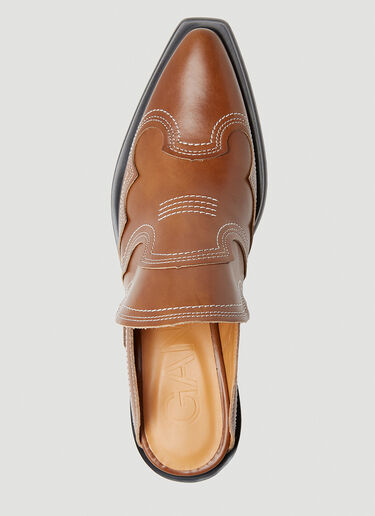 GANNI Embroidered Western Mules Brown gan0253025