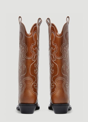 Embroidered Western Boots GANNI Embroidered Western Boots Brown gan0253027