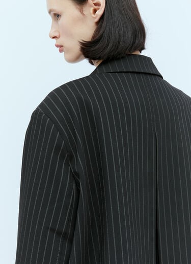 GANNI Pinstripe Oversized Suit Blazer Black gan0254002