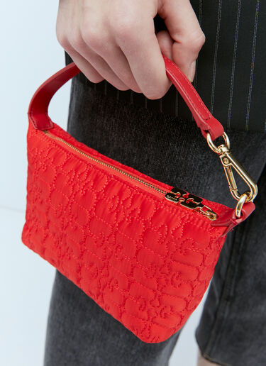 GANNI Butterfly Small Pouch Satin Handbag Red gan0254024