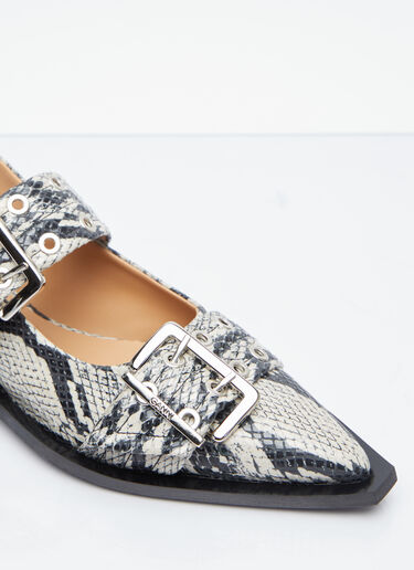 GANNI Chunky Buckle Ballerina Flats Grey gan0254029