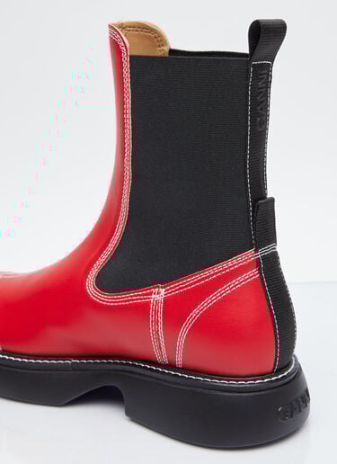 GANNI Everyday Mid Chelsea Boots Red gan0254032