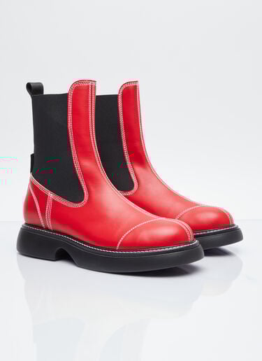 GANNI Everyday Mid Chelsea Boots Red gan0254032