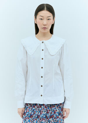 GANNI Frill Collar Shirt White gan0255002