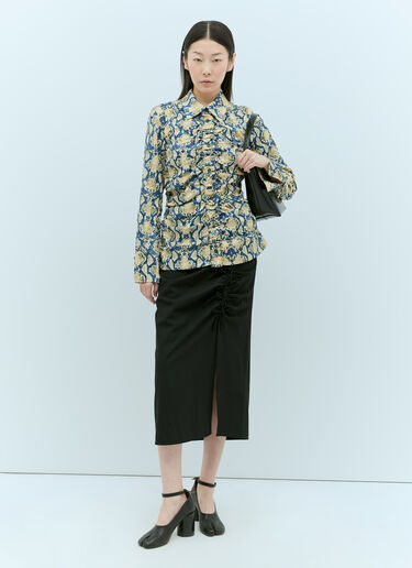 GANNI Drapey Melange Midi Skirt Black gan0255008