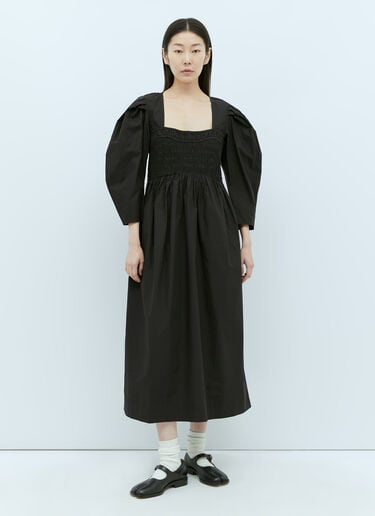 Open-Neck Smock Midi Dress GANNI Open-Neck Smock Midi Dress Black gan0255010