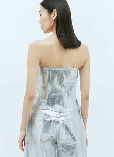 Foil Denim Corsage GANNI Foil Denim Corsage Silver gan0255016