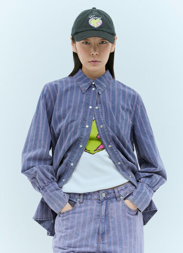 GANNI 로고 자수 베이스볼 캡  그레이 gan0255073