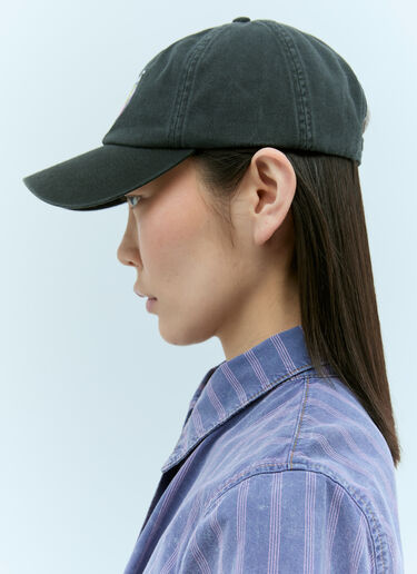 GANNI 로고 자수 베이스볼 캡  그레이 gan0255073