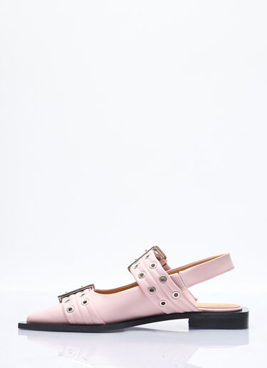Feminine Buckle Ballerina Flats GANNI Feminine Buckle Ballerina Flats Pink gan0256057