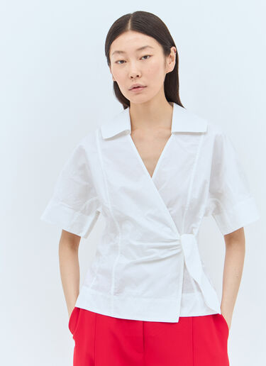 Poplin Wrap Blouse GANNI Poplin Wrap Blouse White gan0257011