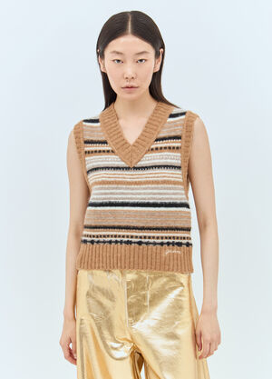 GANNI Stripe Vest Beige gan0257021