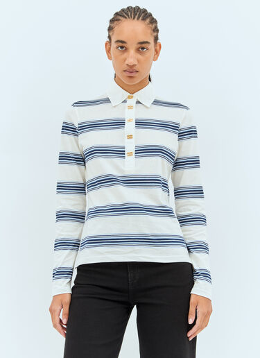 Stripe Polo Shirt Ganni Stripe Polo Shirt White gan0258010