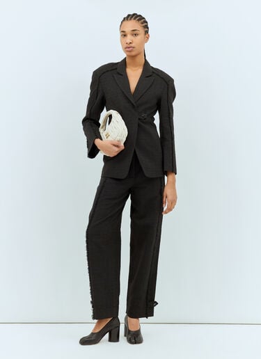 Ganni Tweed Suiting Blazer Black gan0258040
