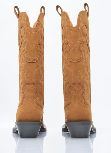 Mid Shaft Embroidered Western Boots Ganni Mid Shaft Embroidered Western Boots Brown gan0258045