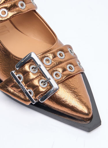 Feminine Buckle Ballerina Flats Ganni Feminine Buckle Ballerina Flats Gold gan0258052