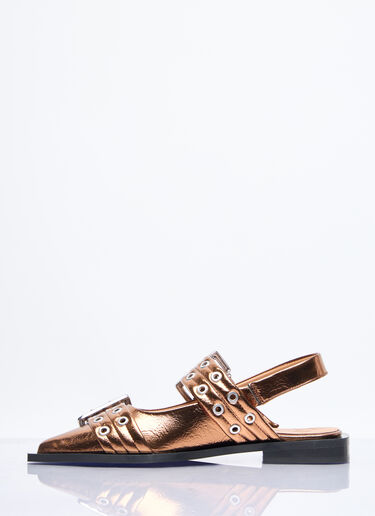 Feminine Buckle Ballerina Flats Ganni Feminine Buckle Ballerina Flats Gold gan0258052