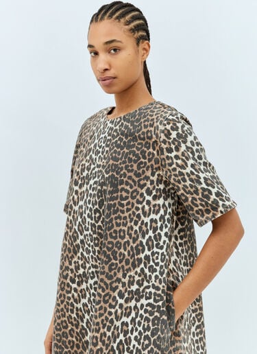Leopard Print Open Back Mini Dress GANNI Leopard Print Open Back Mini Dress Brown gan0258083