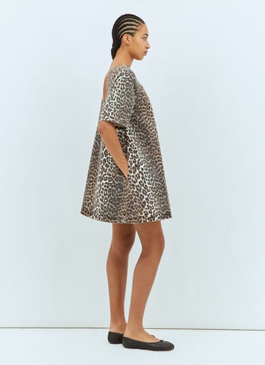 Leopard Print Open Back Mini Dress GANNI Leopard Print Open Back Mini Dress Brown gan0258083
