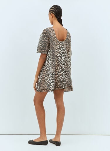 Leopard Print Open Back Mini Dress GANNI Leopard Print Open Back Mini Dress Brown gan0258083