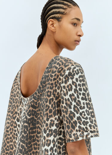 GANNI Leopard Print Open Back Mini Dress Brown gan0258083