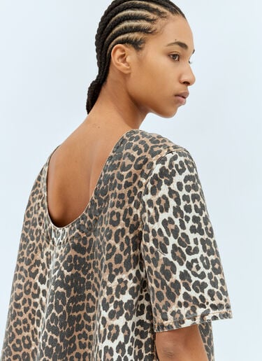 Leopard Print Open Back Mini Dress GANNI Leopard Print Open Back Mini Dress Brown gan0258083