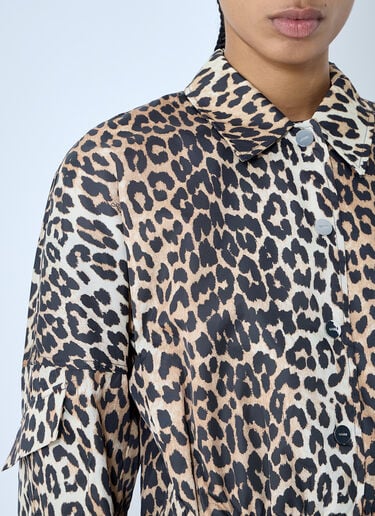 GANNI Duchesse Leopard Print Short Jacket Brown gan0259002