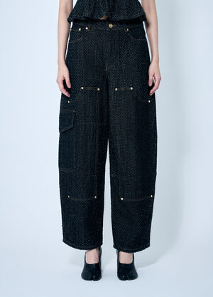 GANNI Fluffy Denim Carpenter Jeans Black gan0259031