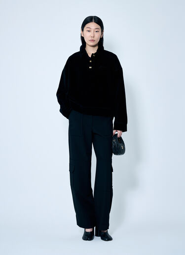 Heavy Velour Polo Shirt GANNI Heavy Velour Polo Shirt Black gan0259038