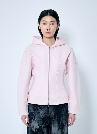 GANNI Fleece Zip Hooded Sweatshirt Pink gan0259039