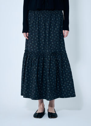 GANNI Floral Printed Maxi Skirt Black gan0259041