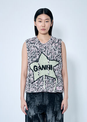 GANNI Graphic Wool Vest Pink gan0259046