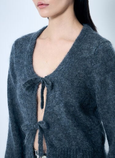 GANNI Light Mohair Tie-String Cardigan Grey gan0259049