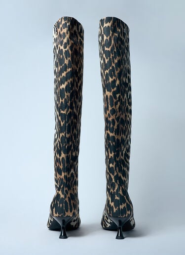 GANNI Leopard Eyelets Slouchy High Shaft Boots Brown gan0259051