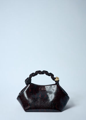 GANNI 小号 Bou 蛇纹手提包 酒红色 gan0259057