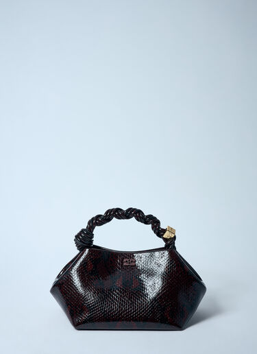 GANNI 小号 Bou 蛇纹手提包 酒红色 gan0259057