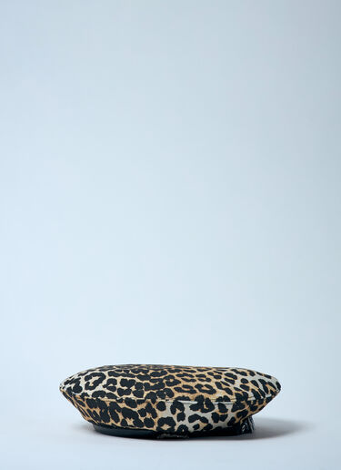 Leopard Printed Beret GANNI Leopard Printed Beret Brown gan0259061