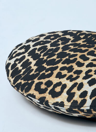 Leopard Printed Beret GANNI Leopard Printed Beret Brown gan0259061
