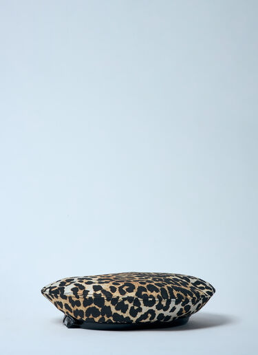 Leopard Printed Beret GANNI Leopard Printed Beret Brown gan0259061