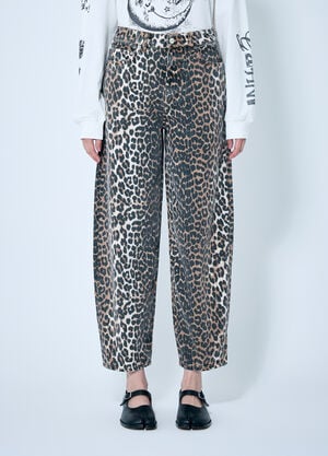 GANNI Leopard Stary Jeans Brown gan0259076
